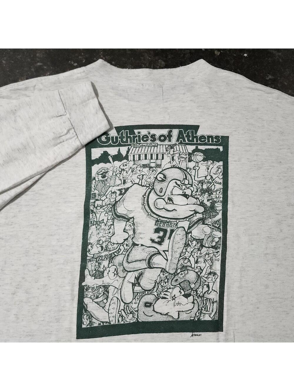 Vintage Georgia Bulldogs UGA Guthries Athens Promo Graphic Long Sleeve Shirt XL